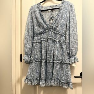 Blue open back dress